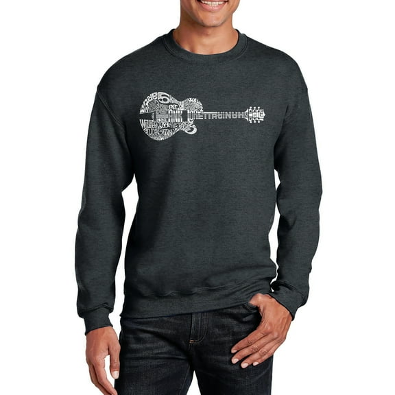 LA Pop Art Men's Word Art Crewneck Sweatshirt - Country Guitar