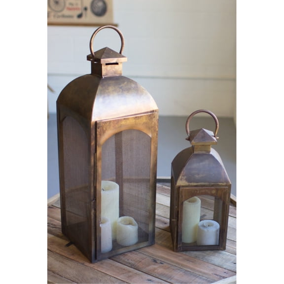 SET OF TWO ANTIQUE BRONZE LANTERNS