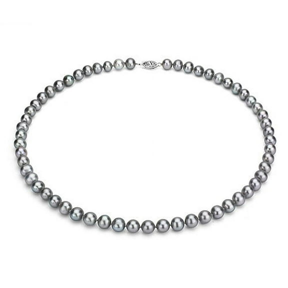 ADDURN Ultra-Luster 7-8mm Grey Genuine Cultured Freshwater Pearl 18" Necklace and Sterling Silver Filigree Clasp