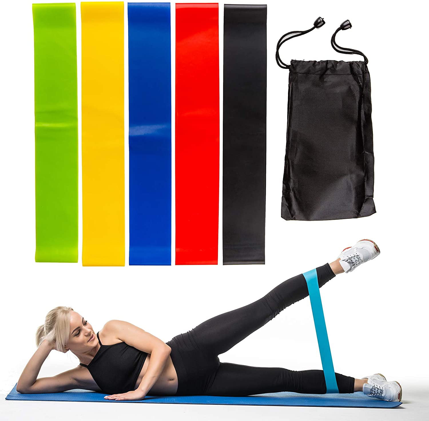 Resistance Bands Exercise Loop Home Fitness Yoga Pilates Physio Workout Set of 5 