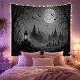 thumbnail image 2 of Moon Stars Monochromatic with Nocturnal Presented Shades Upper, Spooky Gothic for Gothic Decor Fans, Dark Art Decor, Halloween Gift, Tapestry Wall Hanging for Bedroom and Dorm, 2 of 7