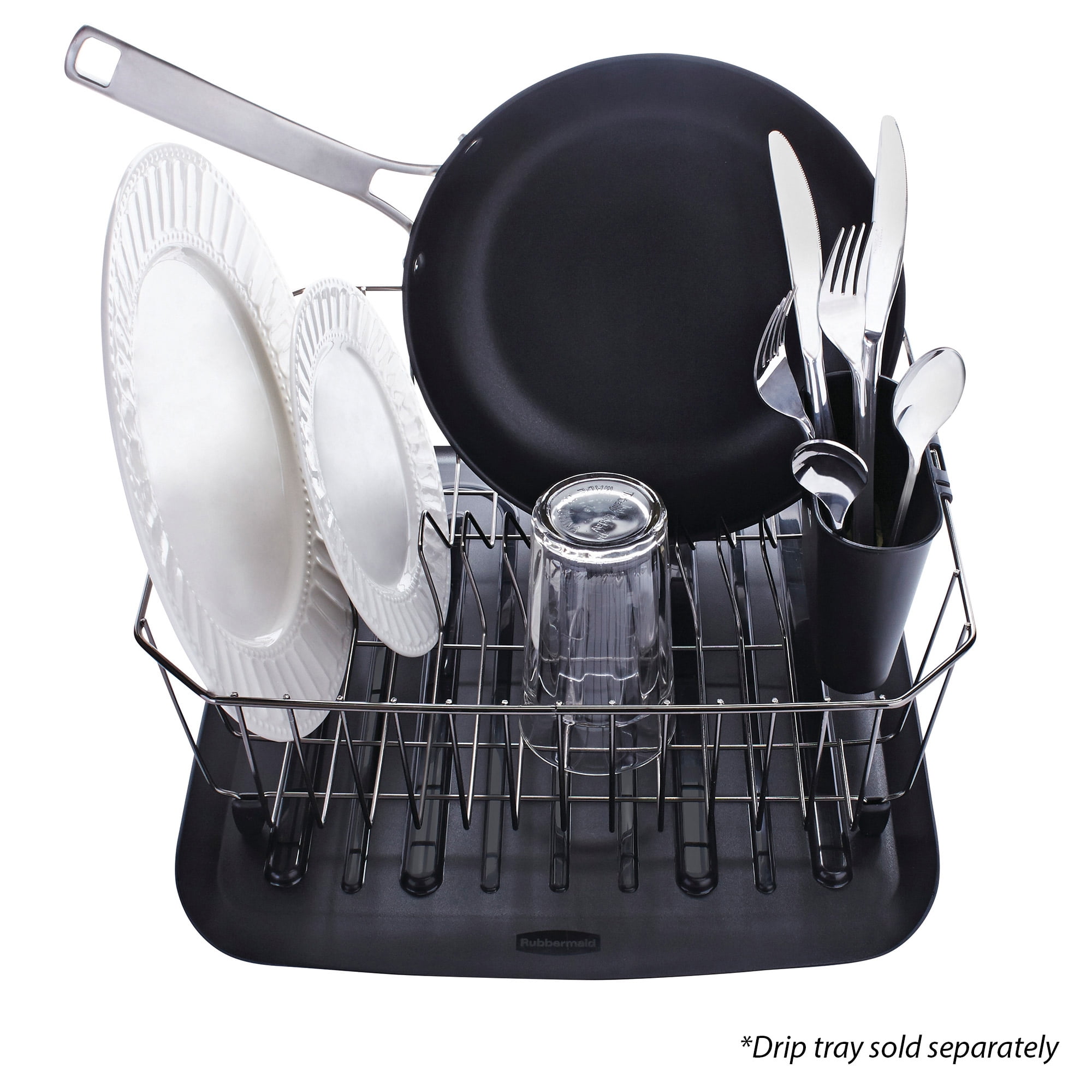 Aerdream Dish Drainer 1 Set Organization Save Space Useful with Drip Pad Dish Drying Rack, Black
