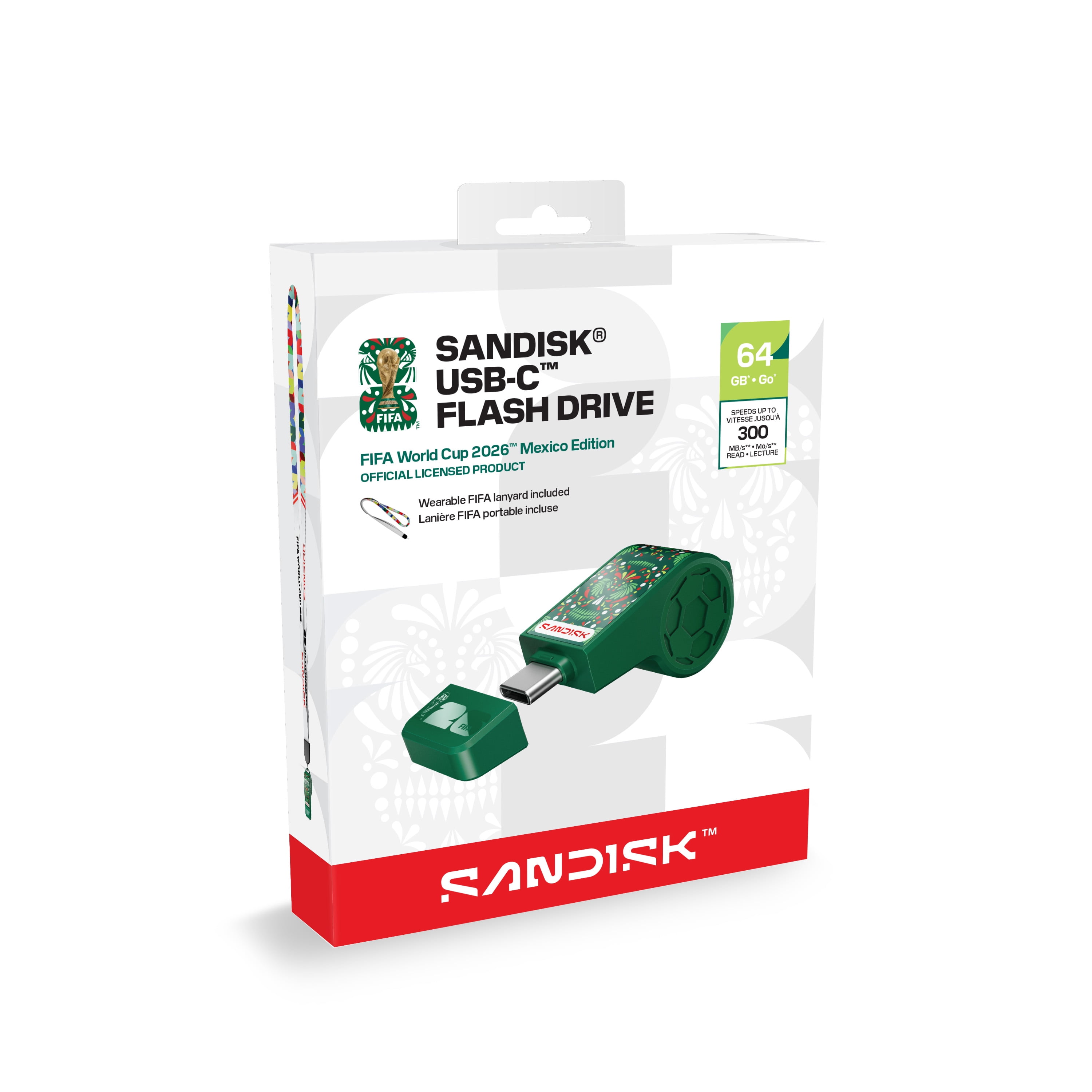 SANDISK® USB-C™ FLASH DRIVE: FIFA WORLD CUP 2026™ EDITION,  64GB GREEN, MEXICO