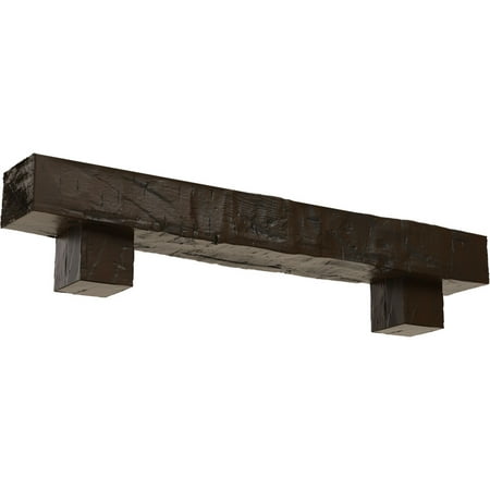 

Ekena Millwork 8 H x 12 D x 48 W Hand Hewn Faux Wood Fireplace Mantel Kit w/ Alamo Corbels Burnished Mahogany