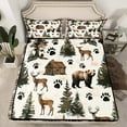 thumbnail image 2 of Feelyou Cabin Deer Moose Twin Sheet Sets for Teens, Junglw Bear Wildlife Twin Fitted Sheet, Rustic Tree Botanical Flat Sheet, Breathable Home Decor, 3 Pieces, 2 of 7
