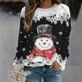 thumbnail image 2 of Kcodviy Chandail de Base pour Femmes d'Automne et d'Hiver Femmes Noël Flocon de Neige Bonhomme de Neige Imprimé Chandail à Capuchon Actif Femmes Col Rond Épaule Long 2TG Chandails Femmes à Manches Chandail de Sport Décontracté, 2 of 4