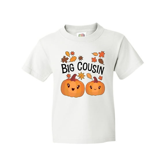 Inktastic Big Cousin Pumpkins with Fall Leaves Youth T-Shirt
