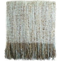 Fennco Styles Aqua Faux Mohair Throw Blanket - Shabby Chic Tassel Blanket, Cozy Home Decor, 50"x60"