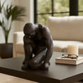 thumbnail image 3 of Kneeling Figure Sculpture for Home and Bathroom Decor - Modern Resin Statue for Living Room, Office or Shelf Styling Display - Polyresin Art Ornament for Coffee Table Accent - 16?, Black, 3 of 16