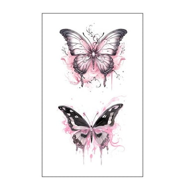 Bright Colorful Butterfly Waterproof DurableTattoo For Girls Stickers Pink P7N7