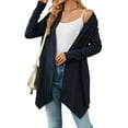 thumbnail image 2 of HUBERY Women Jacquard Open Front Long Sleeve Irregular Hem Light Weight Cardigan, 2 of 5
