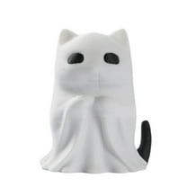 Spooky Cat Ghost Figurine - Cute Halloween Desk Decorations, Mini Cartoon Statue Ornament for Office, Home Desktop Display & Festive Halloween Party Decor