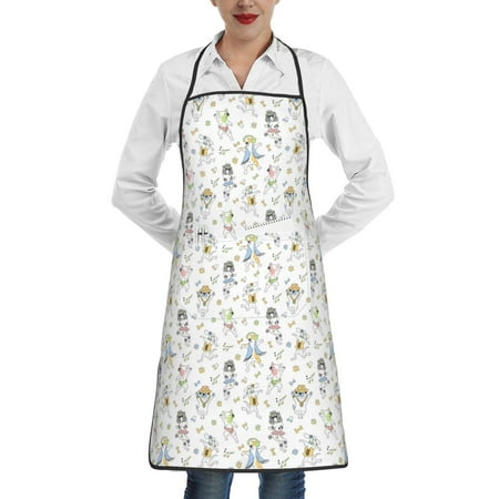 

Pofeuu Dancing Dogs Print Aprons with Pockets Cute Aprons for Kitchen Cooking Server Barber Chef Apron