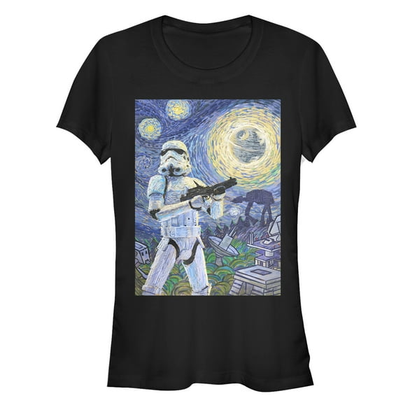 Junior's Star Wars Stormtrooper Starry Night Graphic Tee Black Large