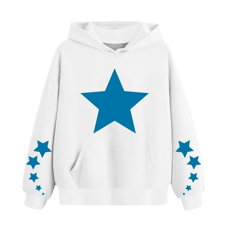 Eltusu Toddler Boys Fall Hoodies Pullover Long Sleeve Printed Loose Boys Sweatshirts White Size 4-5 T