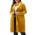 thumbnail image 1 of Chaqueta de terciopelo abierta para mujer de tallas grandes Agnes Orinda 2X dorada, 1 of 6