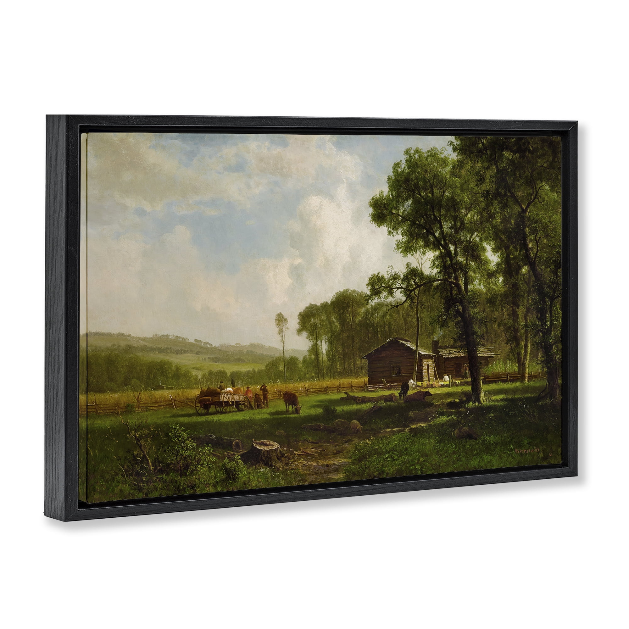 Stupell Industries Early Settlers Classical Landscape & Nature Painting Black Floater Framed Canvas Art Print Wall Art, 25 x 17