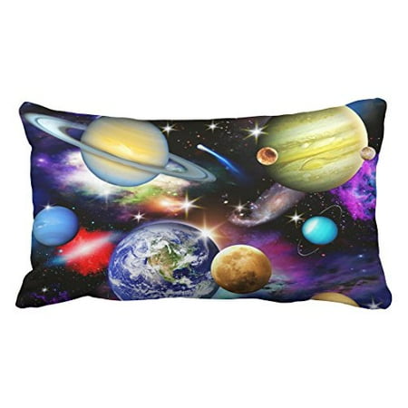 WinHome Decorative Universe Solar System Planets Earth Galaxy Nebula Print Pillow Case Pillow Inner Included Soft Bedding New Fashion Size 20x30 inches Two Side