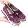 thumbnail image 4 of Gpaecead Women's Knit Flats Breathable Mesh Hollow Slip On Soft Sole Lightweight Comfortable Casual Walking Shoes For Daily Purple, 4 of 5