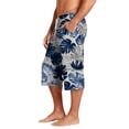 thumbnail image 5 of Mens Swim Trunks Men's Casual Resort Hawaiian Print Drawstring Cropped Capri Pants Summer Beach Swim Trunks with Elastic Waist Quick-Dry Shorts for Vacation Travel Royal Blue S, 5 of 9