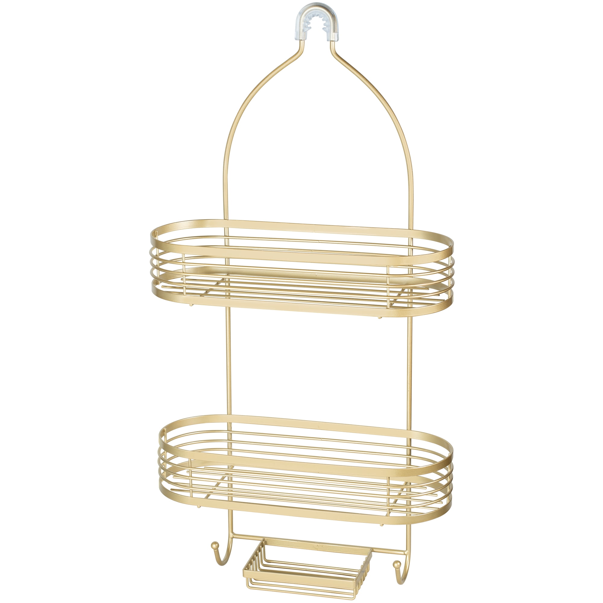 Acento 3-Tier Hanging Shower Caddy with Suction Cups, Non-Slip Neck, Bathroom Organizer, Gold
