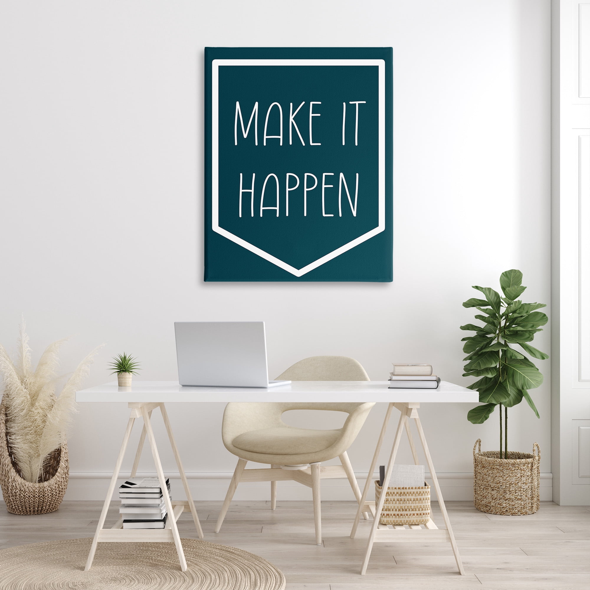 Stupell Industries Minimal Make It Happen Inspirational Painting Gallery Wrapped Canvas Art Print Wall Art, 36 x 48