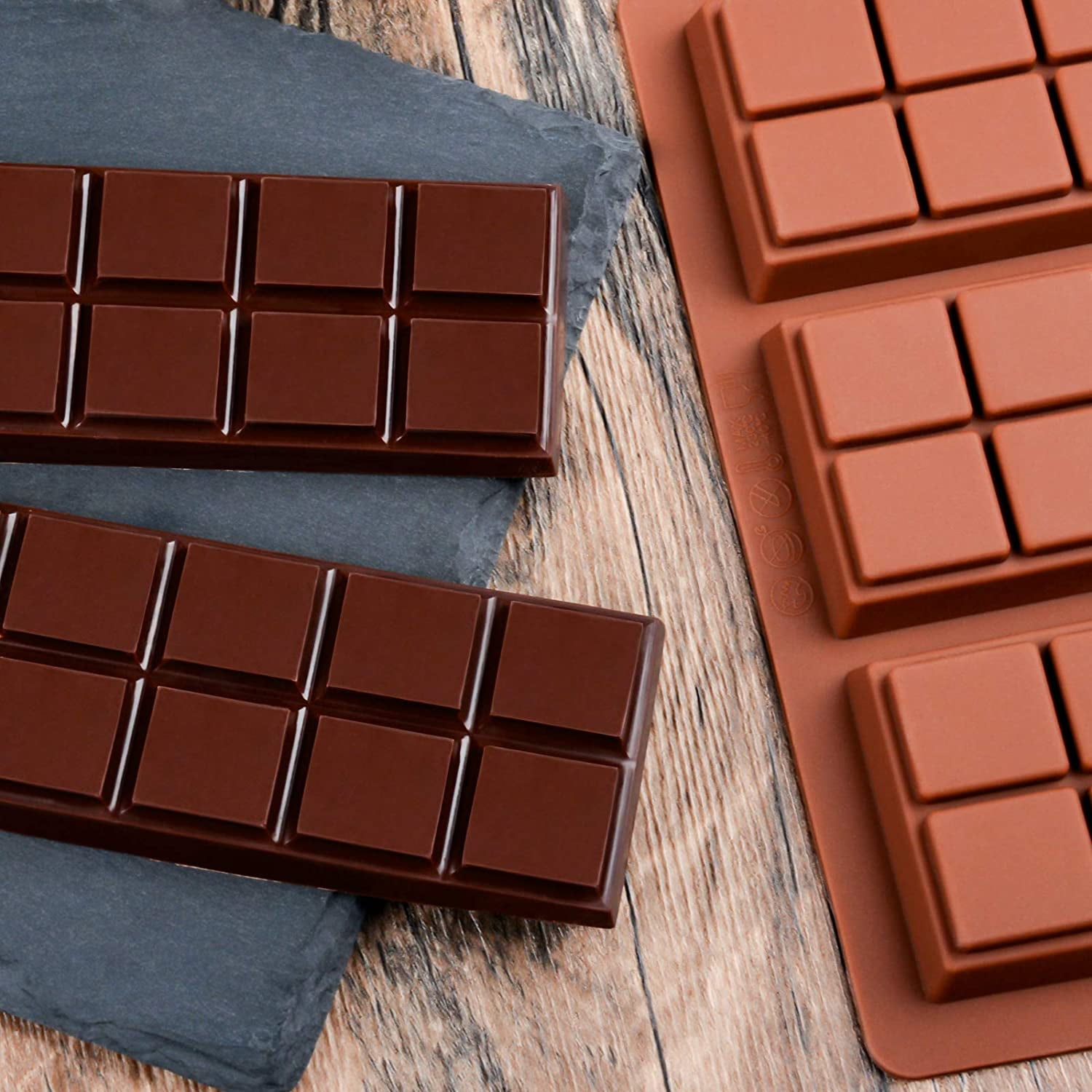 2 Moules Rectangulaires En Silicone Pour Barres Chocolat/bougies - Qualité Alimentaire, Antiadhésif