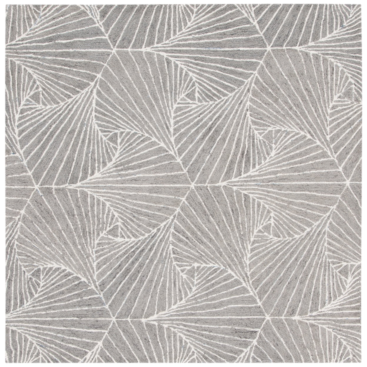 SAFAVIEH Micro-Loop Carver Geometric Area Rug, Grey/Ivory, 4' x 6'