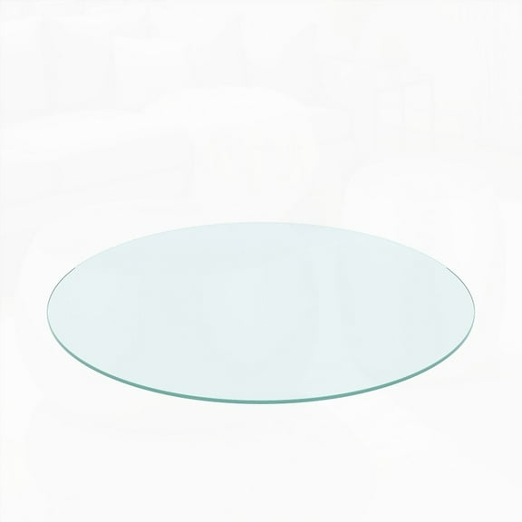 Coffee Table with 36" Inch Round Clear Tempered Glass Top and 1/4" Inch Thick Flat Polished Edge