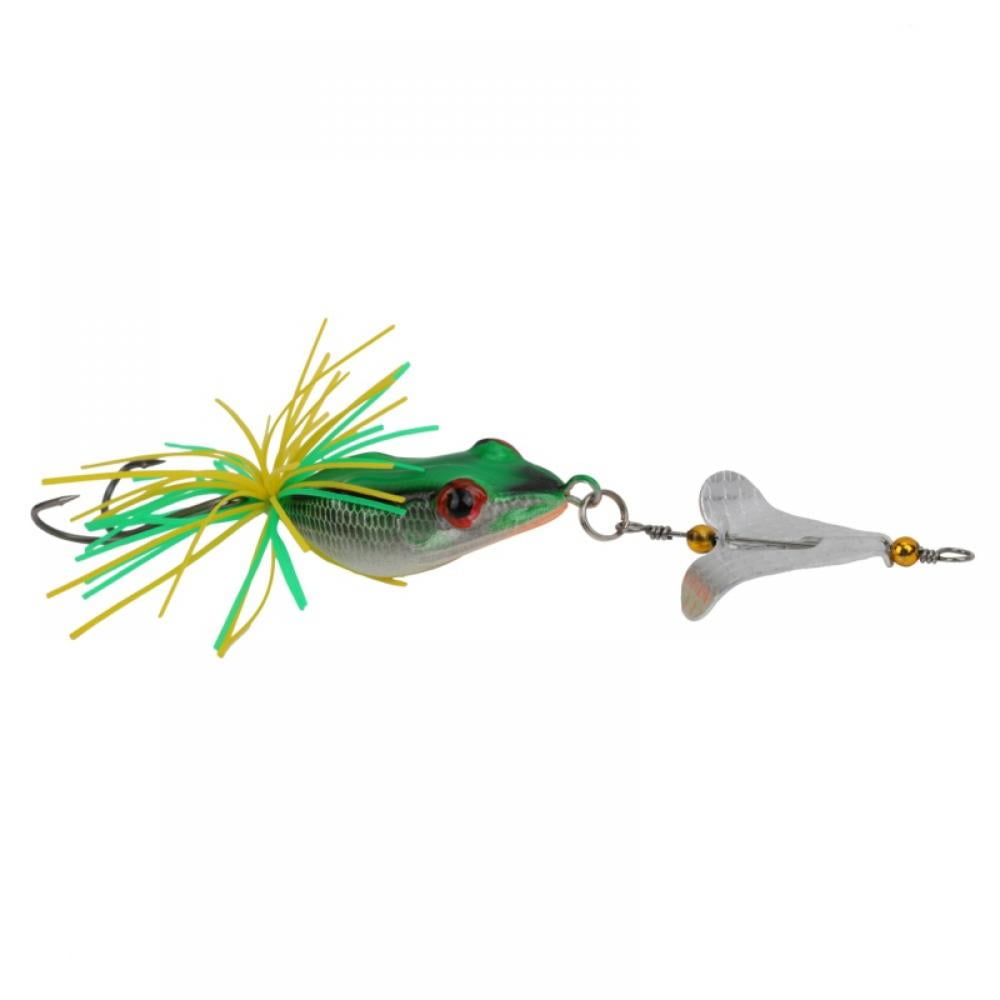 Frog Crankbait Tackle Topwater Frog Lures Frog Fishing Lures Soft Fishing Baits Hollow Body 3D Bionic Frog Eyes Lure Weedless Swimbait with Double Hook