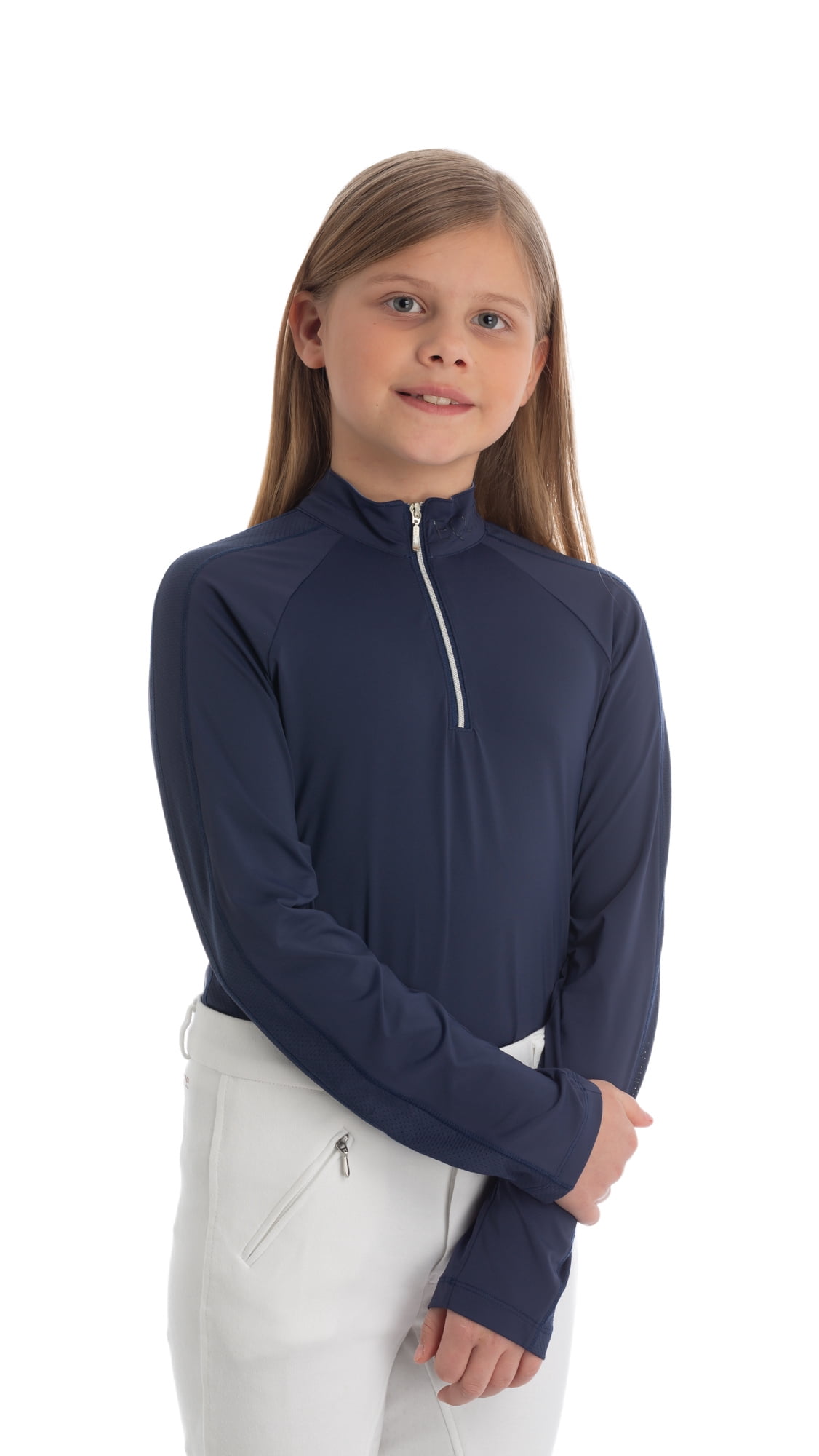 Equinavia Alma Girls Equestrian Long Sleeve Sun Shirt | Kids Riding Shirt with UPF 50 UV Protection and Breathable Mesh