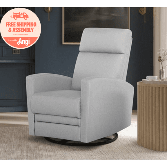 Dream On Me Chatham Nursery Glider Recliner and Rocking Chair in Gray, 360° Swivel Motion, Smooth Rocking Motions, FSC and Greenguard Gold Certified