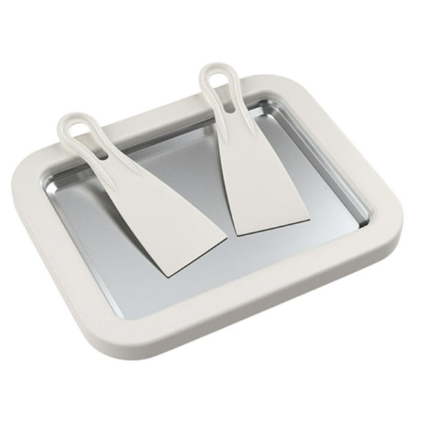 Máquina para hacer rollos de helado, plato de comida frita dulce fría, plato frío instantáneo para padres blanco