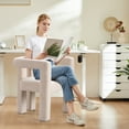 thumbnail image 4 of White  Plush Modern Barrel Chair, Upholstered Accent Armchair for Dining and Living Room, Comfy Boucle and Sherpa Options, 4 of 8