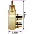 thumbnail image 2 of Adaptateur Diviseur Rca Y Angle Droit, Plaqué Or 90 Degrés Rca Mâle vers 2 Jack Femelle Rca Audio Vidéo Diviseur Tv Adaptateurs Av Connecteur en Métal (2 Pack/1 à 2), 2 of 5