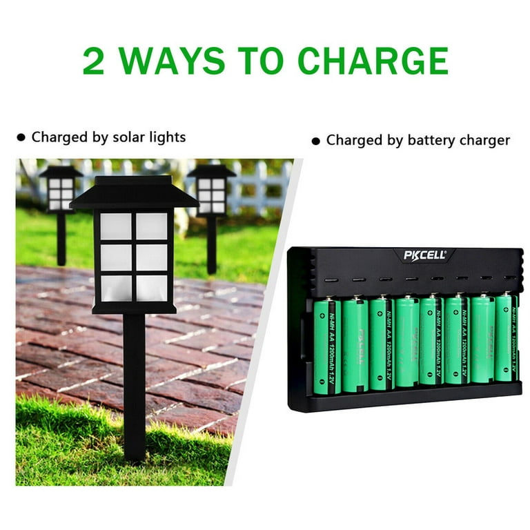 2 Pcs AA Rechargeable Batteries 1.2V Nimh 1200mAh Button Top Battery Double  A Batteries NIMH AA 1200mAh 1.2V Rechargeable Battery for Solar Lights LED