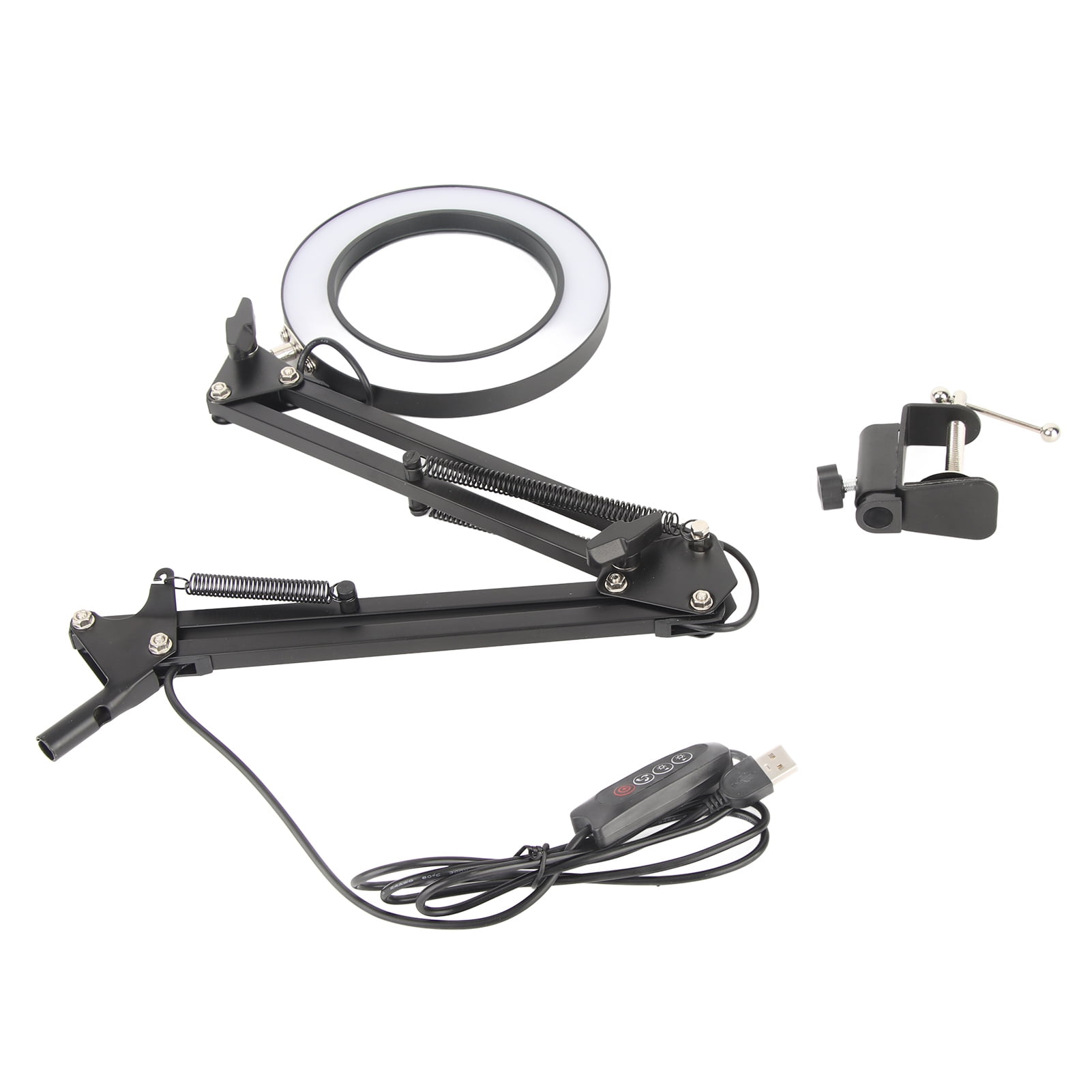 M Buder Magnifying Lamp 10X Magnifier Desk LED Light Adjustable Gooseneck with Clamp for Beauty Makeup Maintenance Black 12.2 inches / 31 cm
