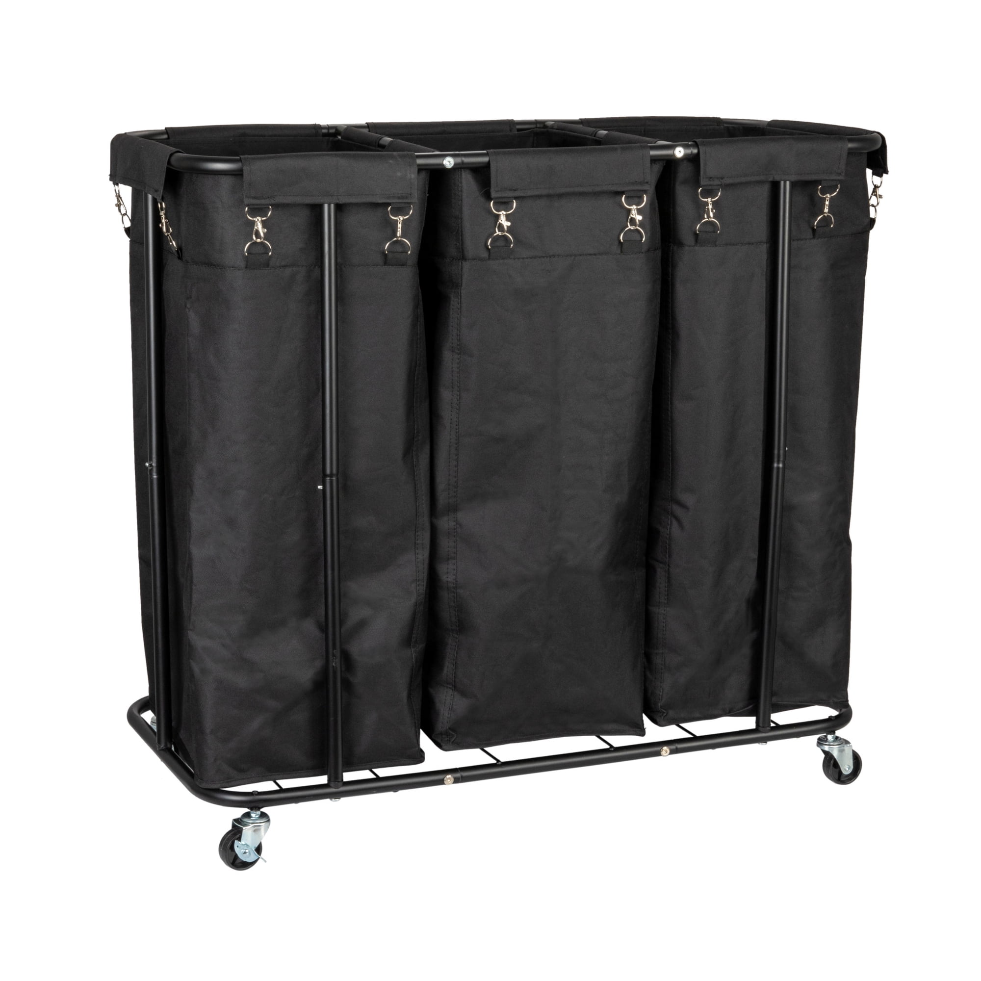 Household Essentials 3-bag Rolling Laundry Sorter, Black