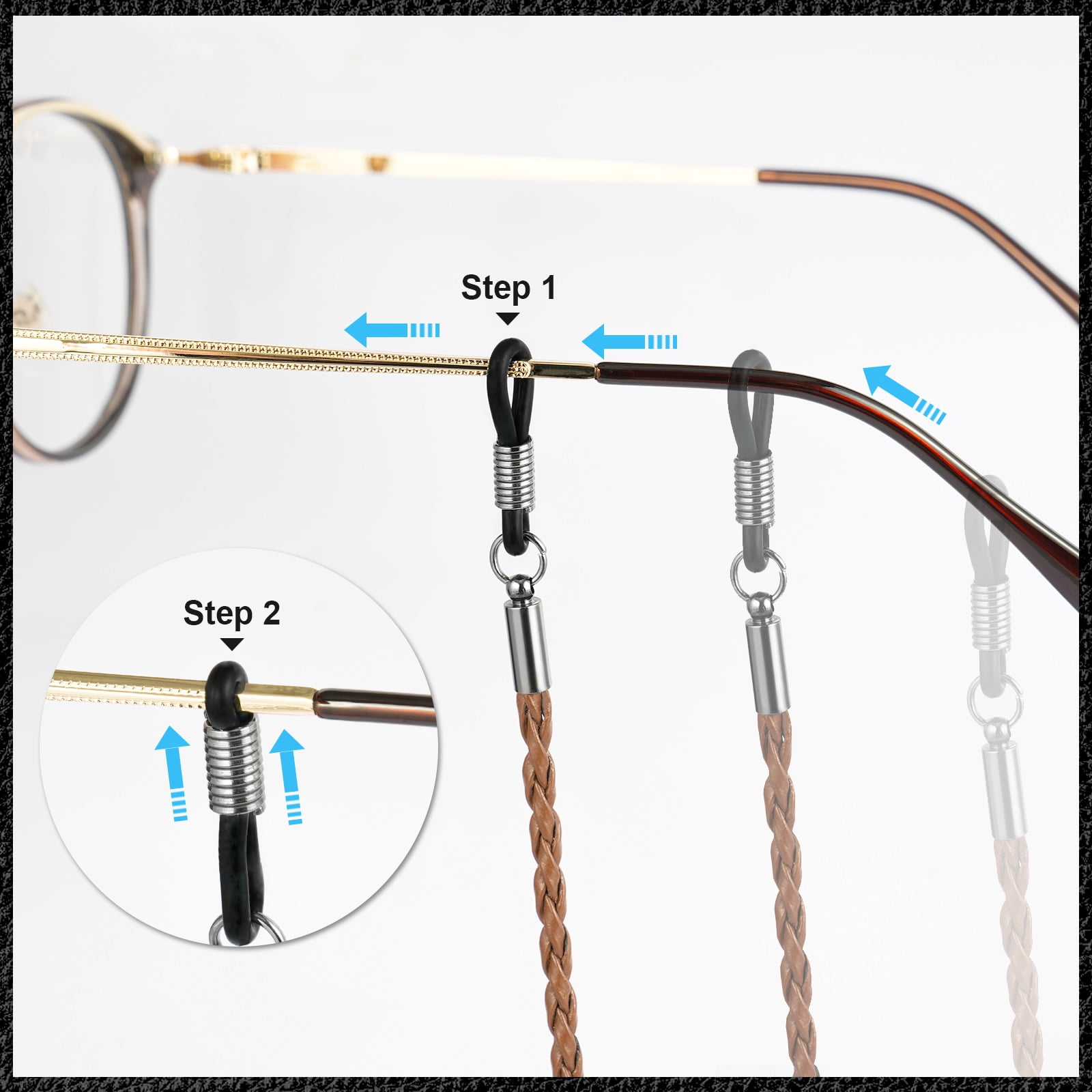 Tomorotec 4 Pack Eyeglasses Straps Cord, Aphlos Eyeglass Retainer, LEATHER Sunglass String Holder Chain Necklace, Glasses Cord Lanyard (4 Colors)