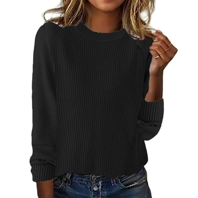 WTXUE Pullover Crewneck Sweatshirt Crochet Sweaters Solid Color Loose Ladies Sweater Spring Autumn Open Shoulder Hood Jacket Sweater Oversized Sweatshirt Sweatshirt Women Fall Sweatshirts Black 4Xl
