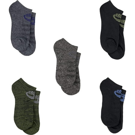 Timberland Boy's 5 Pack Half Cushioned No Show Socks, Small, Assorted