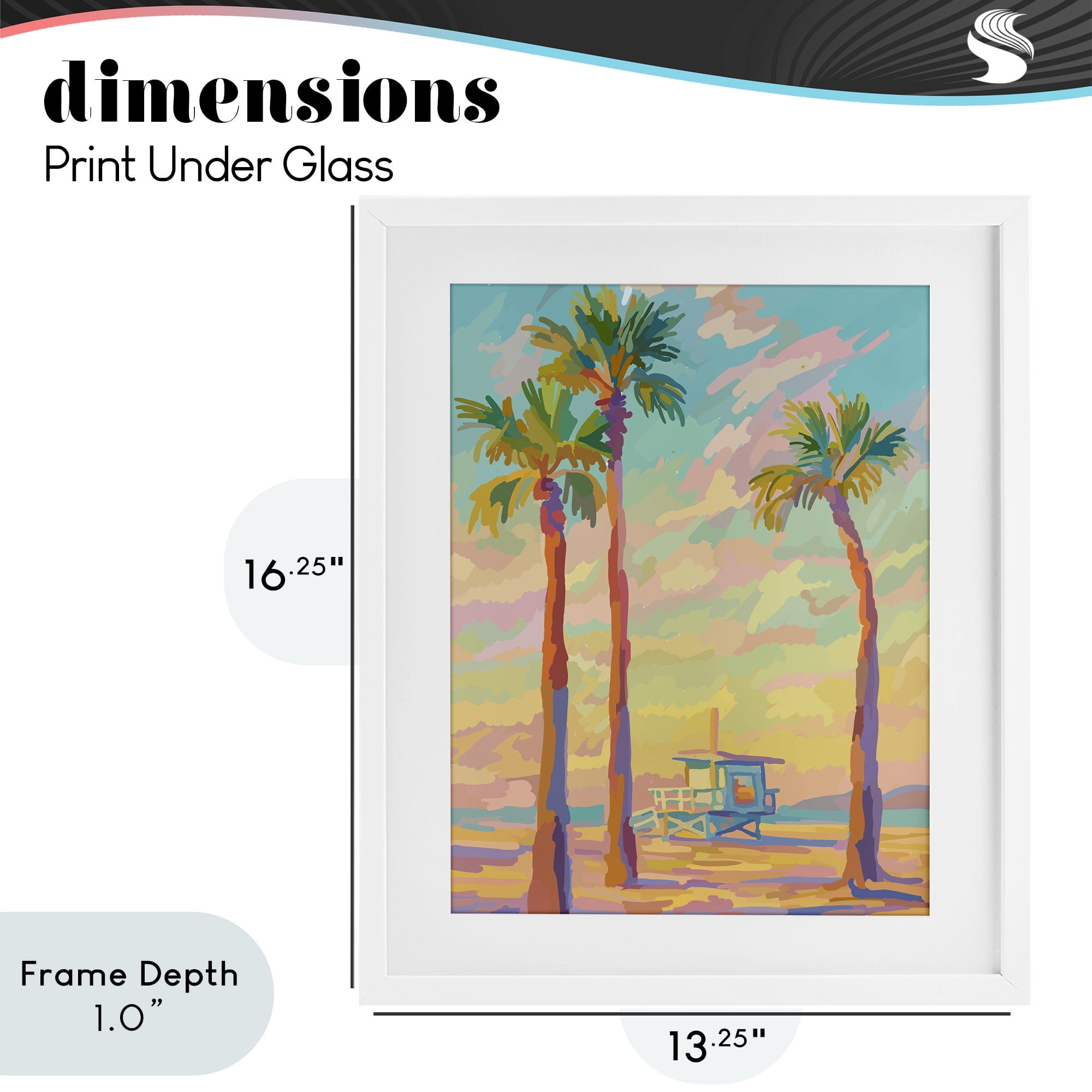 Stupell Industries Beachside Palms Abstraction White Framed Print Under Glass, design by Amelia Noyes