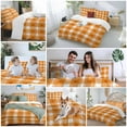 thumbnail image 5 of Thanksgiving Rustic Bedding Duvet Cover Set Queen Size 4 Pieces Farmhouse Orange Lattice Bedding Set with Zipper Closure, 1 Comforter Cover 90x92 Inches 1 Flat Sheet & 2 Pillow Cases, 5 of 7