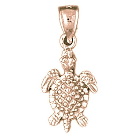 14K Rose Gold Turtle Pendant - 24 mm