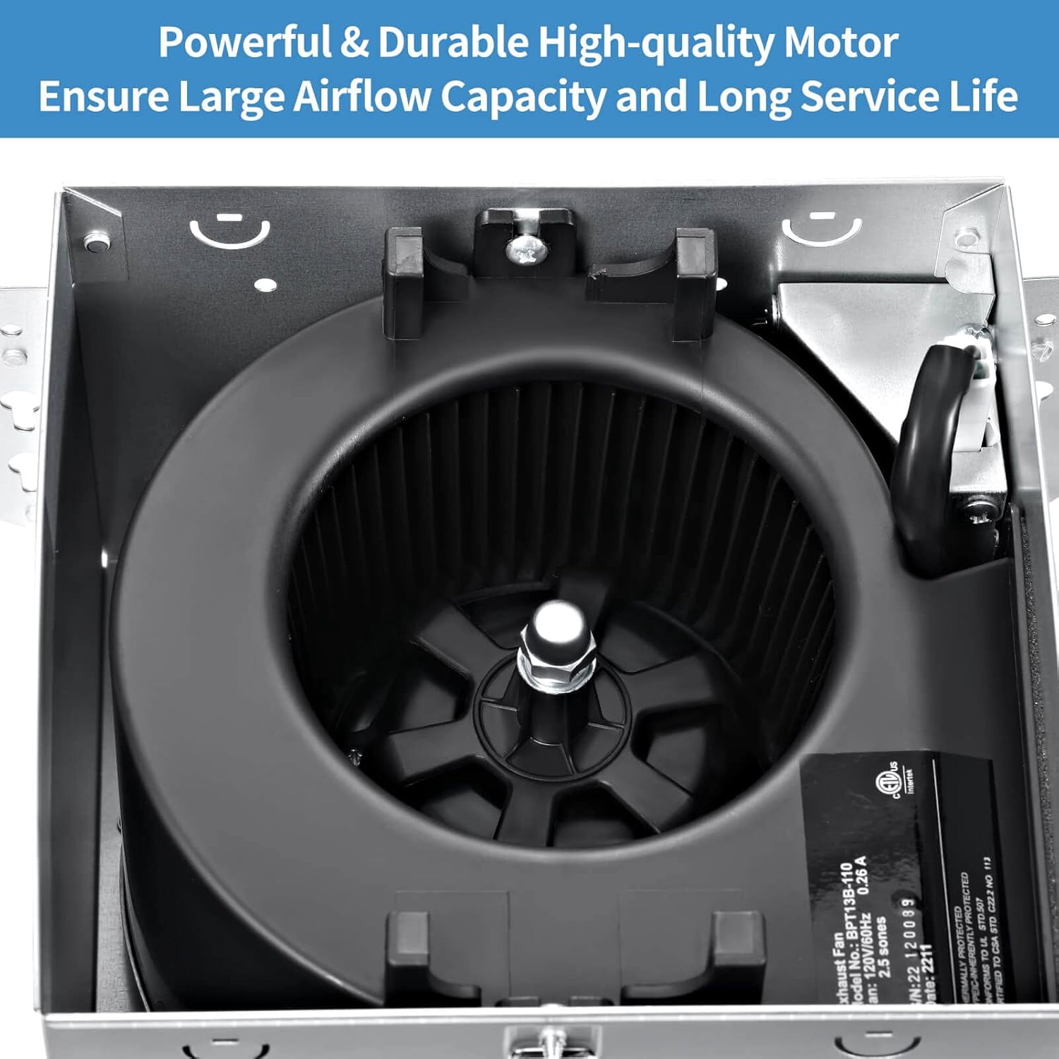 110 CFM Ultra Quiet Bathroom Exhaust Fan, Ceiling Mount Ventilation with White Grille, Energy Saving‌