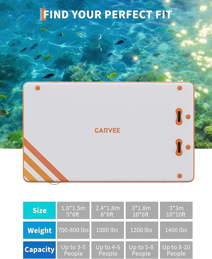 Inflatable Floating Dock Air Dock Platform 6ft/8ft/10ft Non-Slip Inflatable Water Swim Mat Floating Island Raft for Pool Lake Beach Ocean Fishing Relaxing