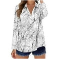 thumbnail image 4 of Womens Button Down Shirt Long Sleeve Blouse Business Work Tops Dressy Casual Floral Printed Outfits White S, 4 of 6