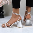 thumbnail image 6 of COM STAR Women’s Rhinestone Strappy Wedge Sandals Open Toe Ankle Strap Dress Heels for Party Evening Wedding Summer Shoes, 6 of 9