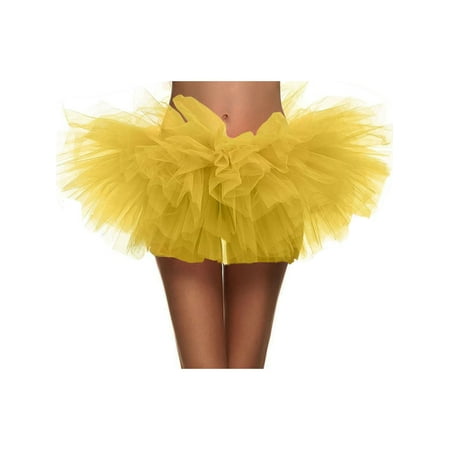 Women's Vintage 5-layered Run Walk Little Princess Dash Event Tutu Skirt, Yellow