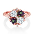 thumbnail image 2 of Gem Stone King 18K Rose Gold Plated Silver Moissanite and Green Mystic Topaz Ring for Women (2.28 Cttw, Heart Shape 5MM, Gemstone Birthstone, Size 7), 2 of 3